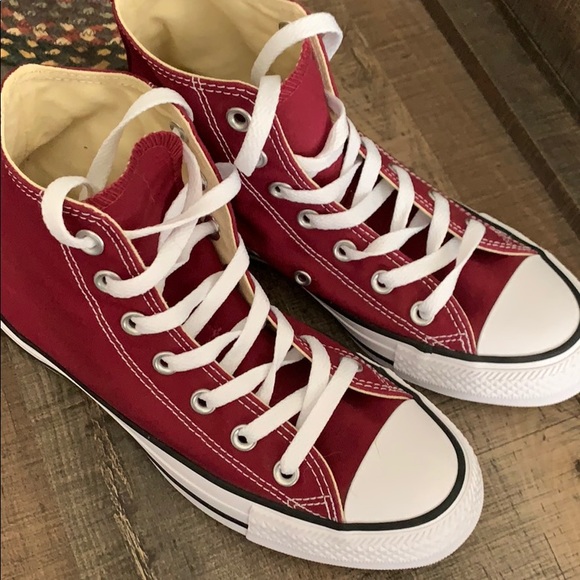 burgundy converse hi tops